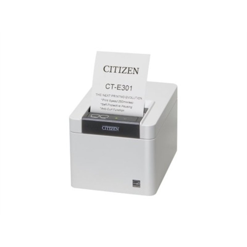 Citizen CT-E301 USB 8 Punkte/mm 203dpi Cutter weiß - POS printer - Thermal Transfer Citizen CT-E301 USB 8 Punkte/mm 203dpi Cutter weiß - POS printer - Thermal Transfer