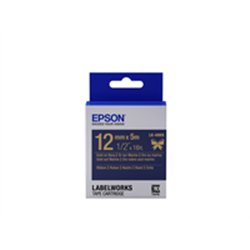 Epson Label Cartridge Satin Ribbon LK-4HKK Gold/Navy 12mm (5m) - Gold on navy - Japan - Satin - Epson - LabelWorks LW-Z900FK Qwe
