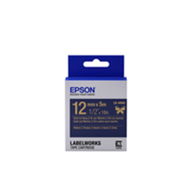 Epson Label Cartridge Satin Ribbon LK-4HKK Gold/Navy 12mm (5m) - Gold on navy - Japan - Satin - Epson - LabelWorks LW-Z900FK Qwe Epson Label Cartridge Satin Ribbon LK-4HKK Gold/Navy 12mm (5m) - Gold on navy - Japan - Satin - Epson - LabelWorks LW-Z900FK Qwe