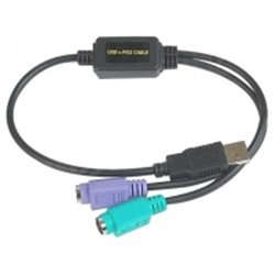 Datalogic ADP-203 Wedge to USB Adapter - 0.5 m - 2x 6-p Mini-DIN - USB A - Black